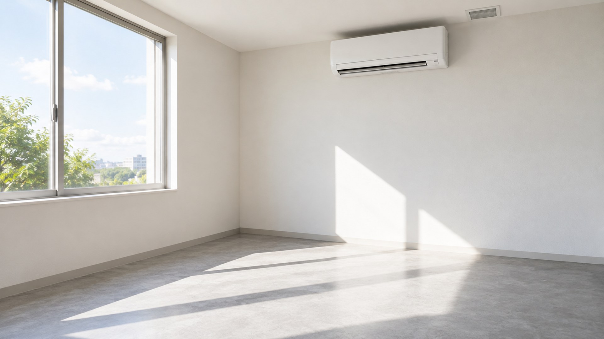 夏の日差しが入る室内のエアコンと換気口（AI生成イメージ）